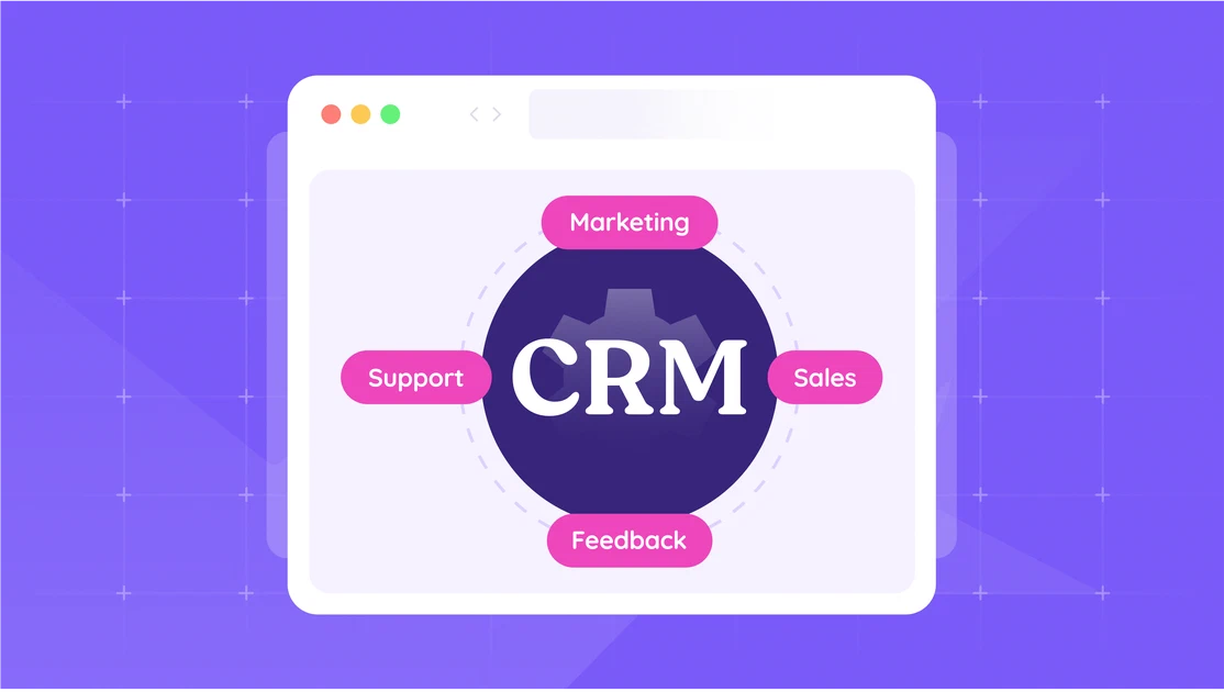 Illustration of CRM software for customer relationship management.