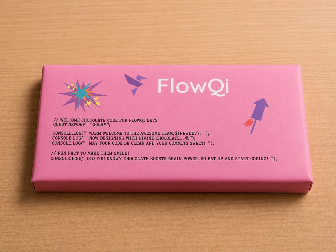 FlowQi onboarding gift: chocolate with code
